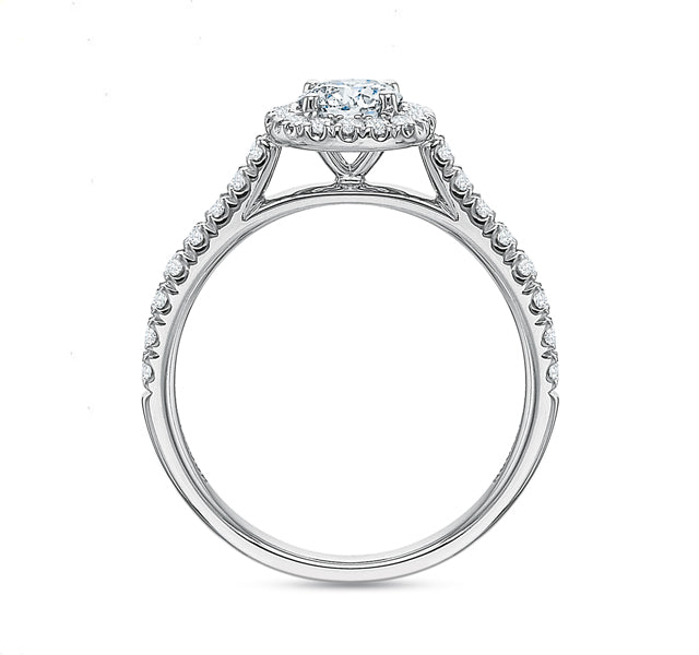 Cushion Halo Engagement Ring 1.00tw