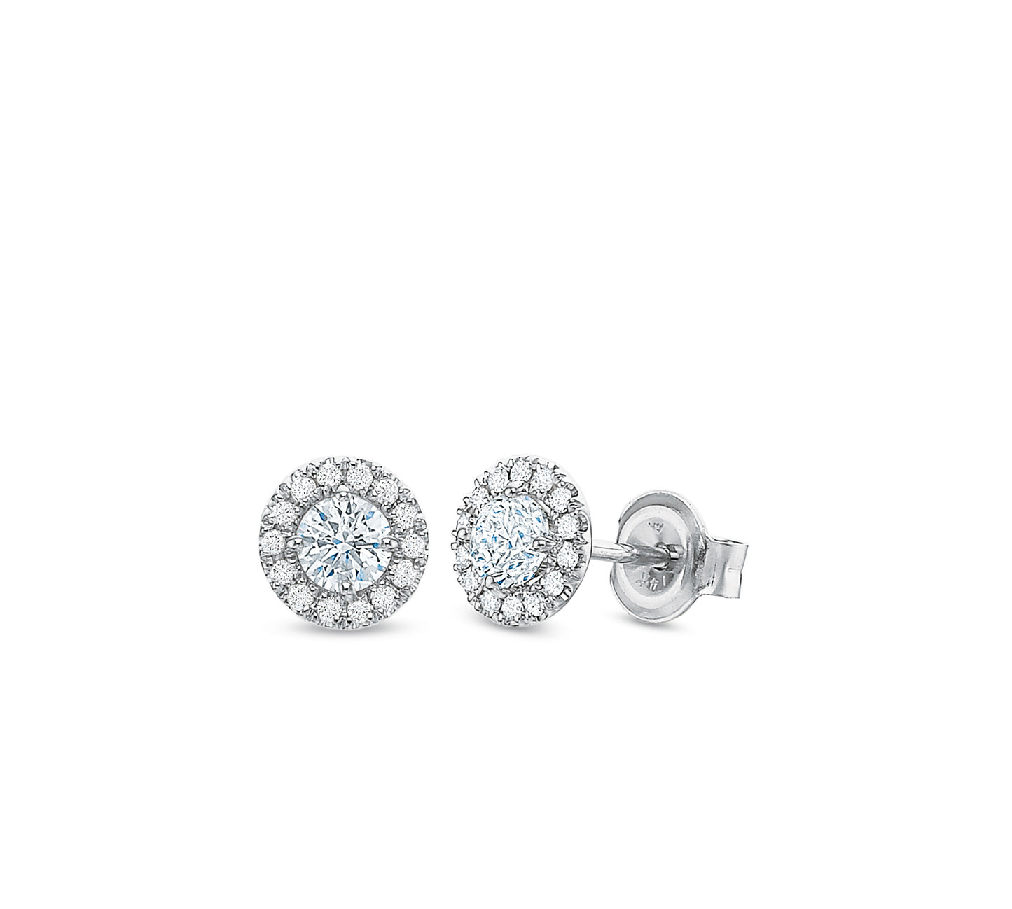 Round Diamond Halo Stud Earrings, 0.50ctw