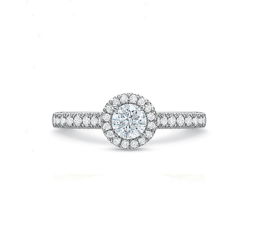 Round Halo Engagement Ring .75tw