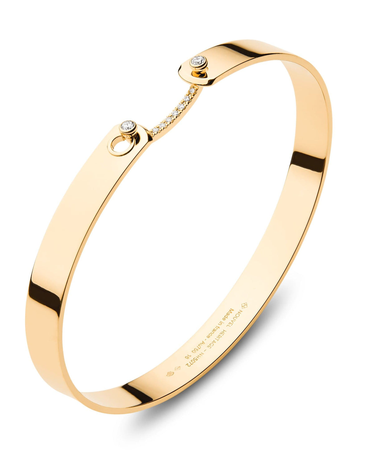'Business Meeting' Bangle with Diamond Clasp in Yellow Gold