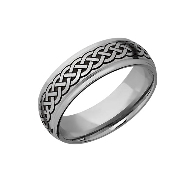 Cobalt Chrome 7mm Band With Celtic Pattern And Grooved Edges