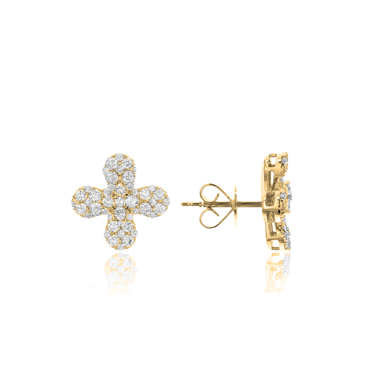 Flower Diamond Studs with Round Diamonds