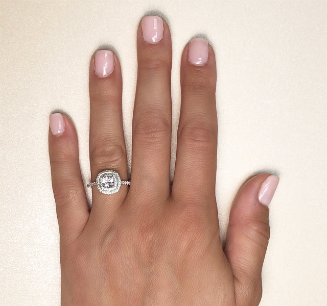 Double Row Diamond Cushion Halo for Cushion Center Halo