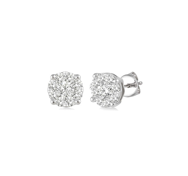 Round Diamond Cluster Studs