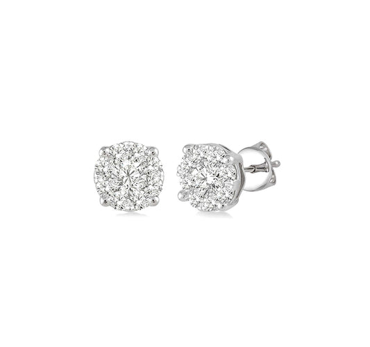 Round Diamond Cluster Studs