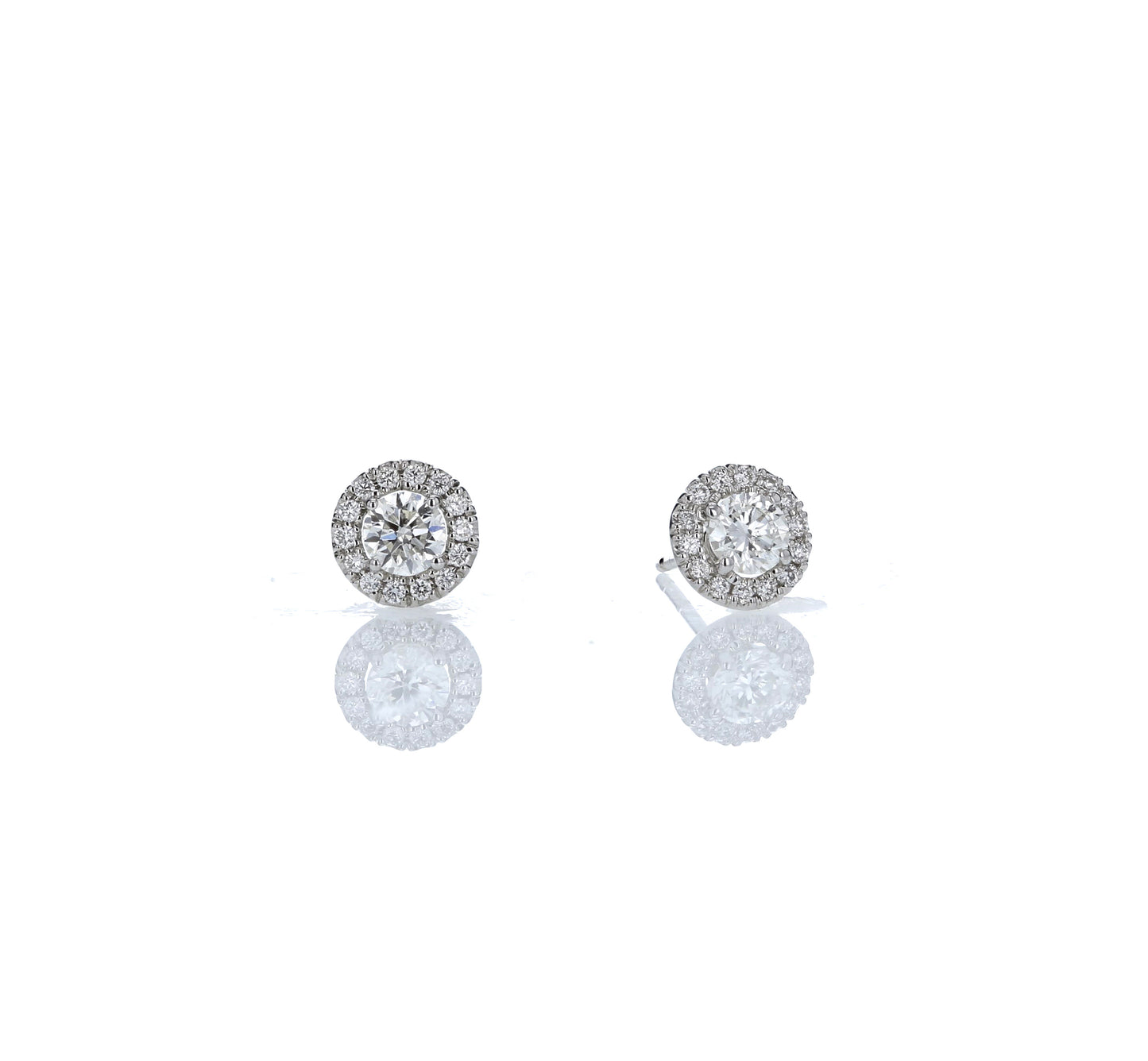 Round Diamond Halo Stud Earrings .50tw