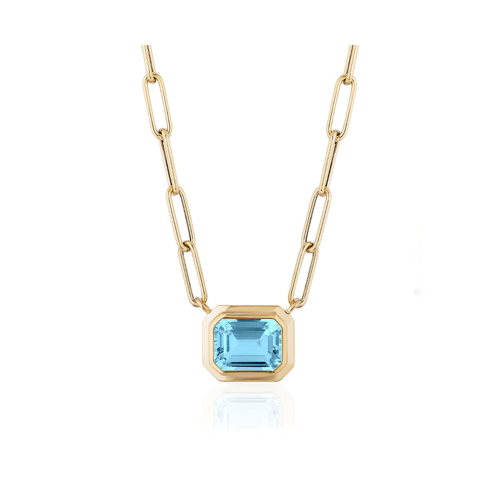 Manhattan Emerald Cut Blue Topaz Pendant