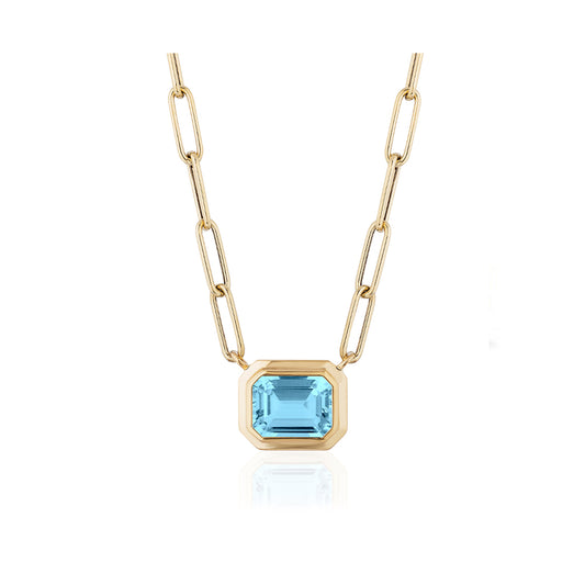 Manhattan Emerald Cut Blue Topaz Pendant
