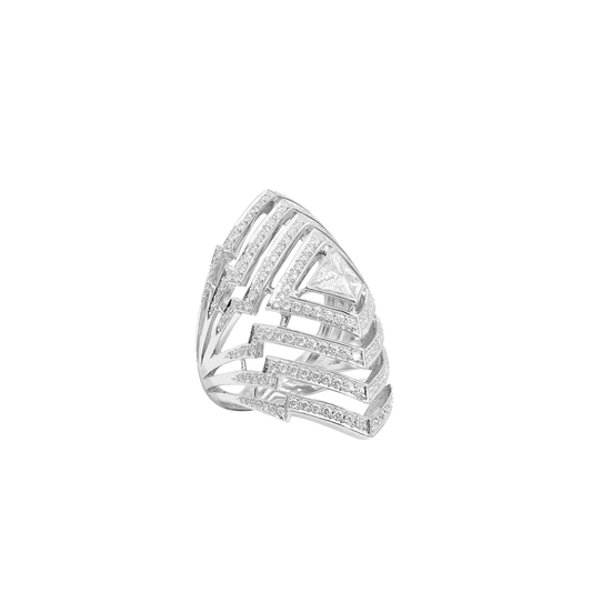 'Lady Stardust' Ring with White Diamonds in 18K White Gold