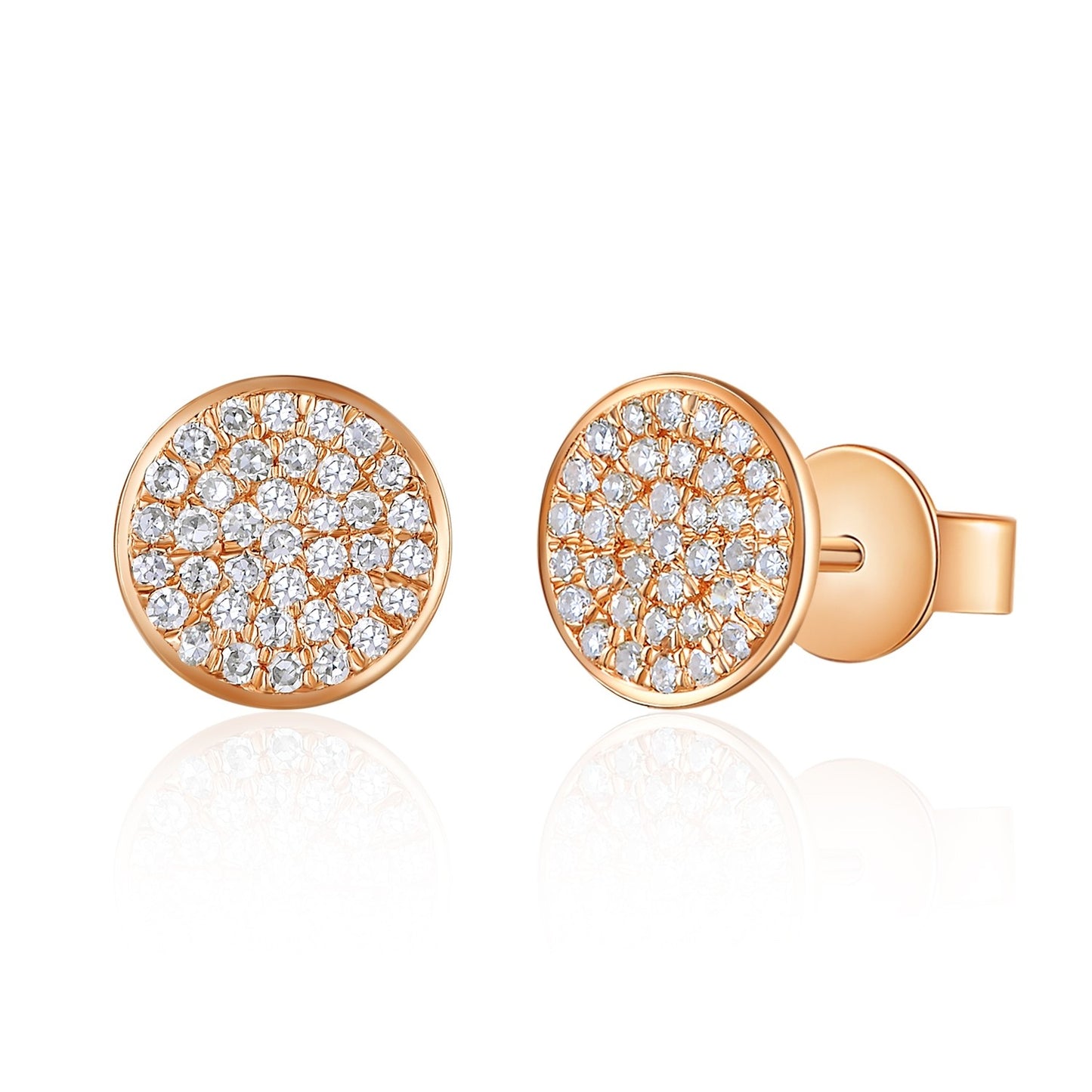 Diamond Pave Disc Earrings in Rose Gold