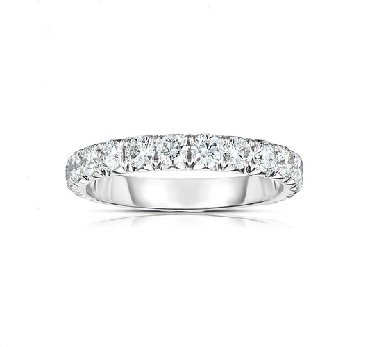 14k White Gold French Cut Eternity Band SZ 6.5