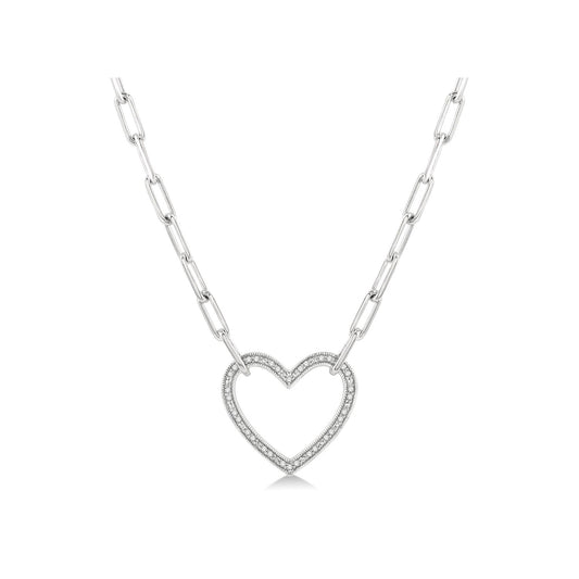 Paperclip Necklace with Diamond Heart Pendant