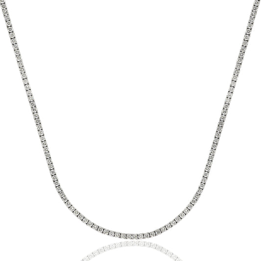 Tennis Necklace in 14K White Gold with 11.31ctw of Diamonds