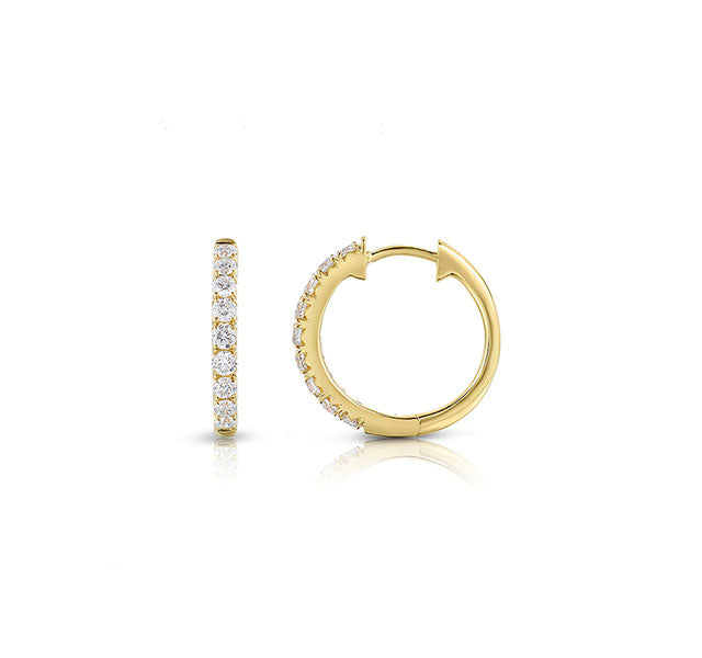 French Cut Diamond Hoops in Yellow Gold