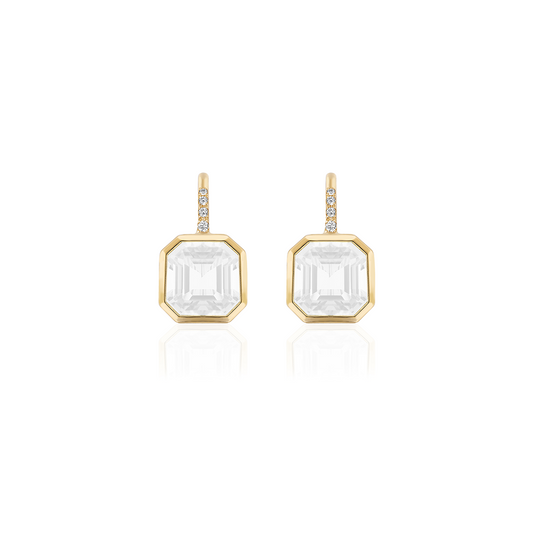 Moon Quartz Earrings with Diamonds
