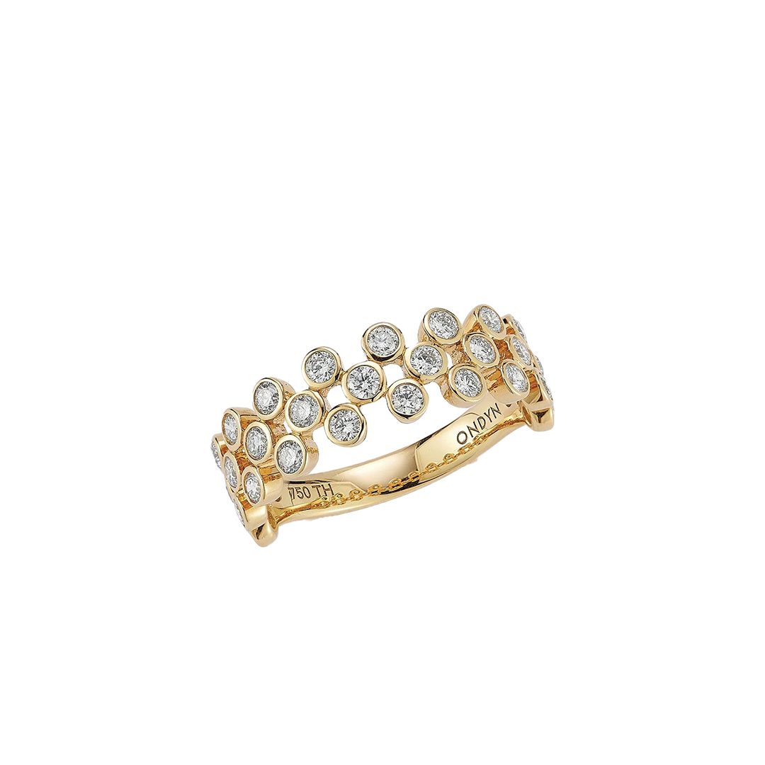 'Petite Chequer' Bezel Set Round Diamond Ring