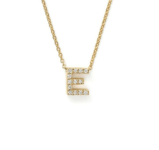 Diamond Love Letter "E" in Yellow Gold
