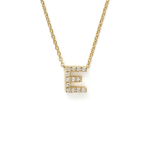 Diamond Love Letter "E" in Yellow Gold