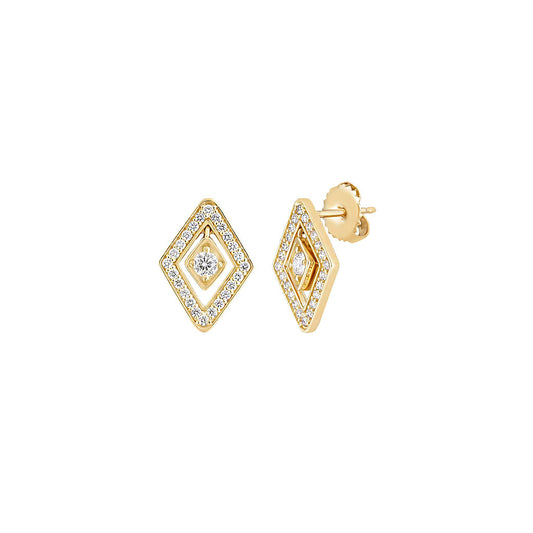 Lozenge Stud Earrings in Yellow Gold