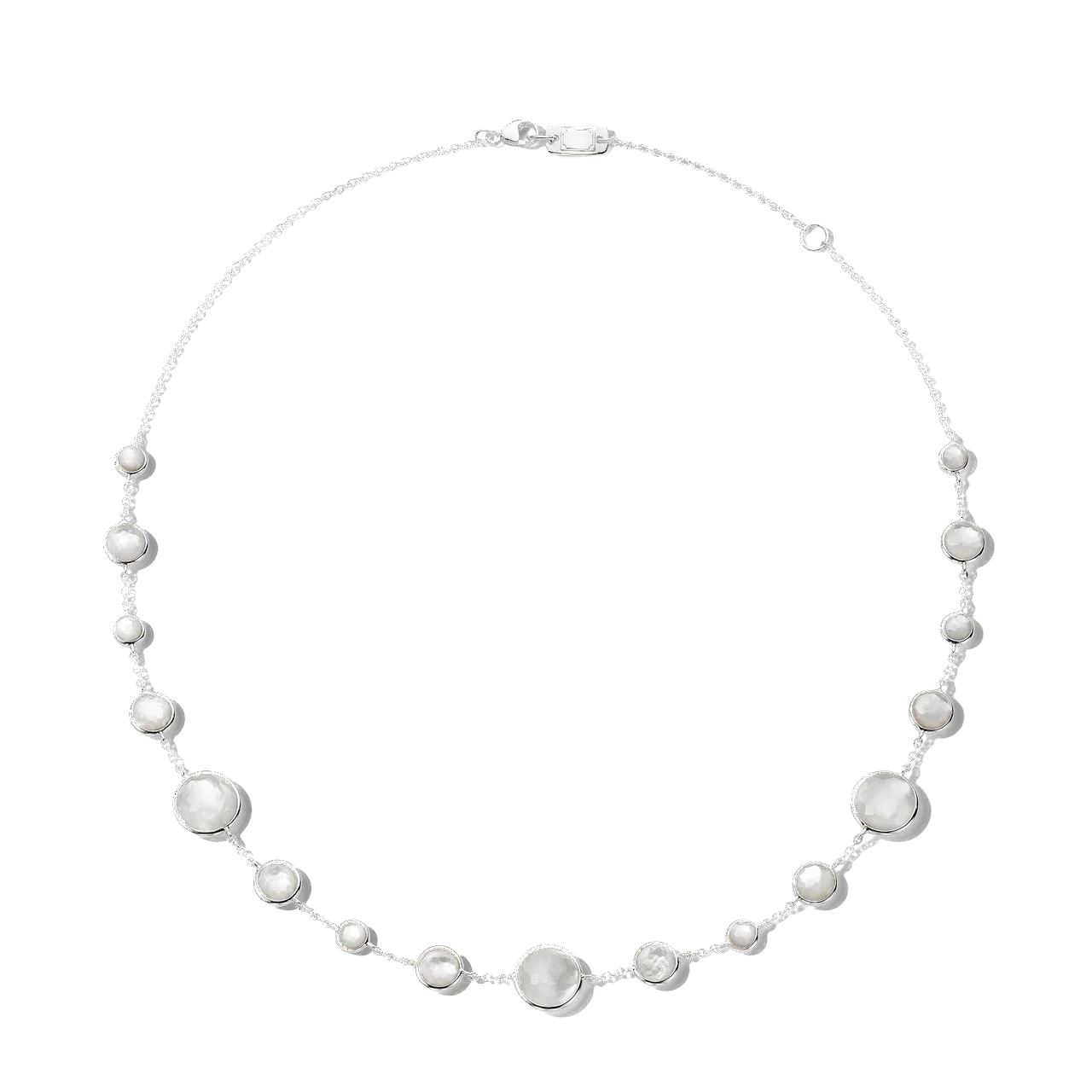 Silver Lollipop Lollitini Necklace with Mother-Of -Pearl and Rock Crystal Doublets