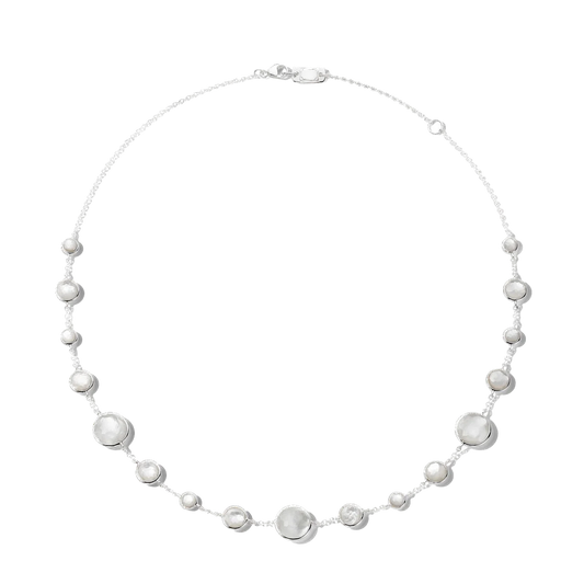 Silver Lollipop Lollitini Necklace with Mother-Of -Pearl and Rock Crystal Doublets