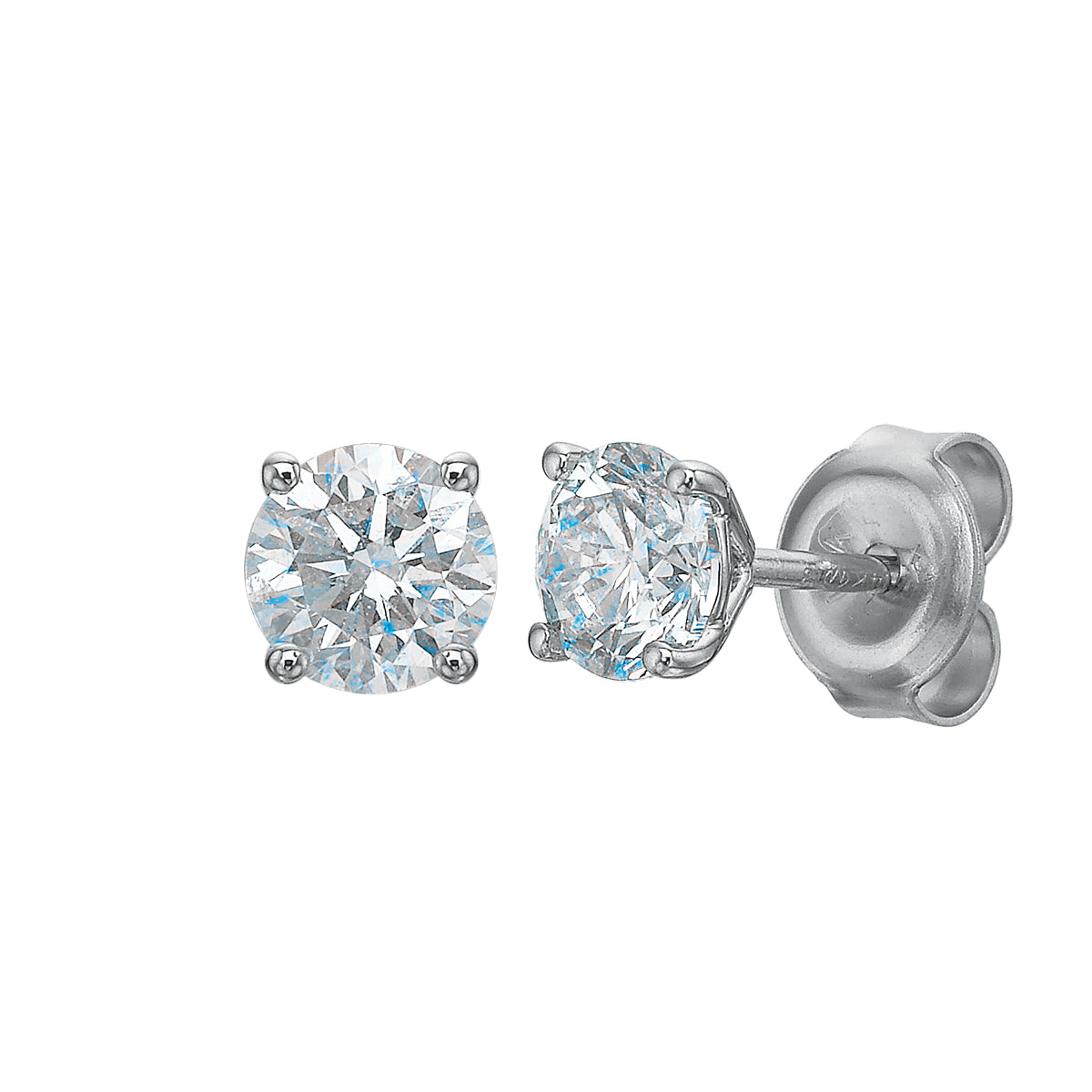 4 Prong Set Diamond Stud Earrings 3/4ct