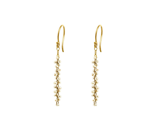 Short Beaded Cluster Earrings in 18K Yellow Gold