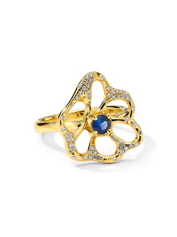 Stardust Flora Medium Ring in Blue Sapphire with Diamonds