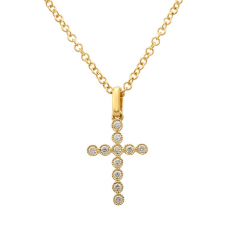 Bezel Set Diamond Cross Pendant Necklace
