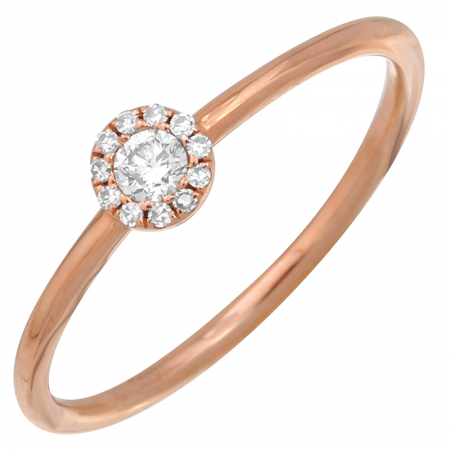 Rose Gold Ring with Pave Diamond Top