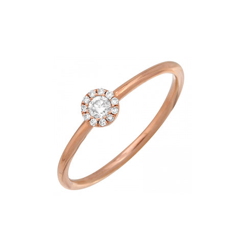 Rose Gold Ring with Pave Diamond Top
