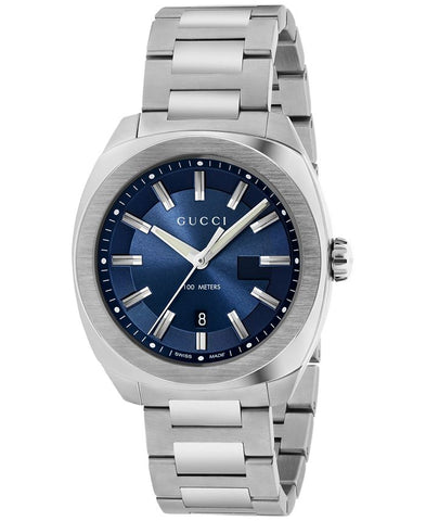 Stainless Steel Watch with Blue Dial