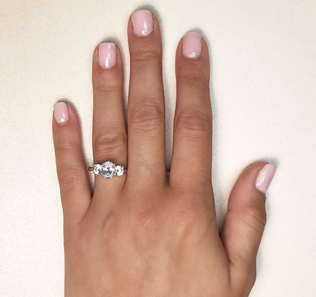Three Stone Ring Setting for Center Oval