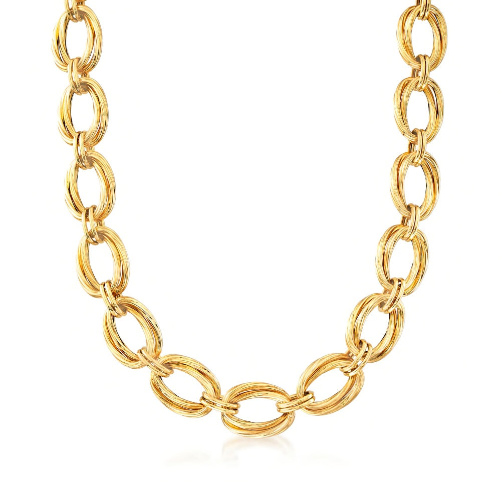 Twisted Oval Yellow Gold Necklace