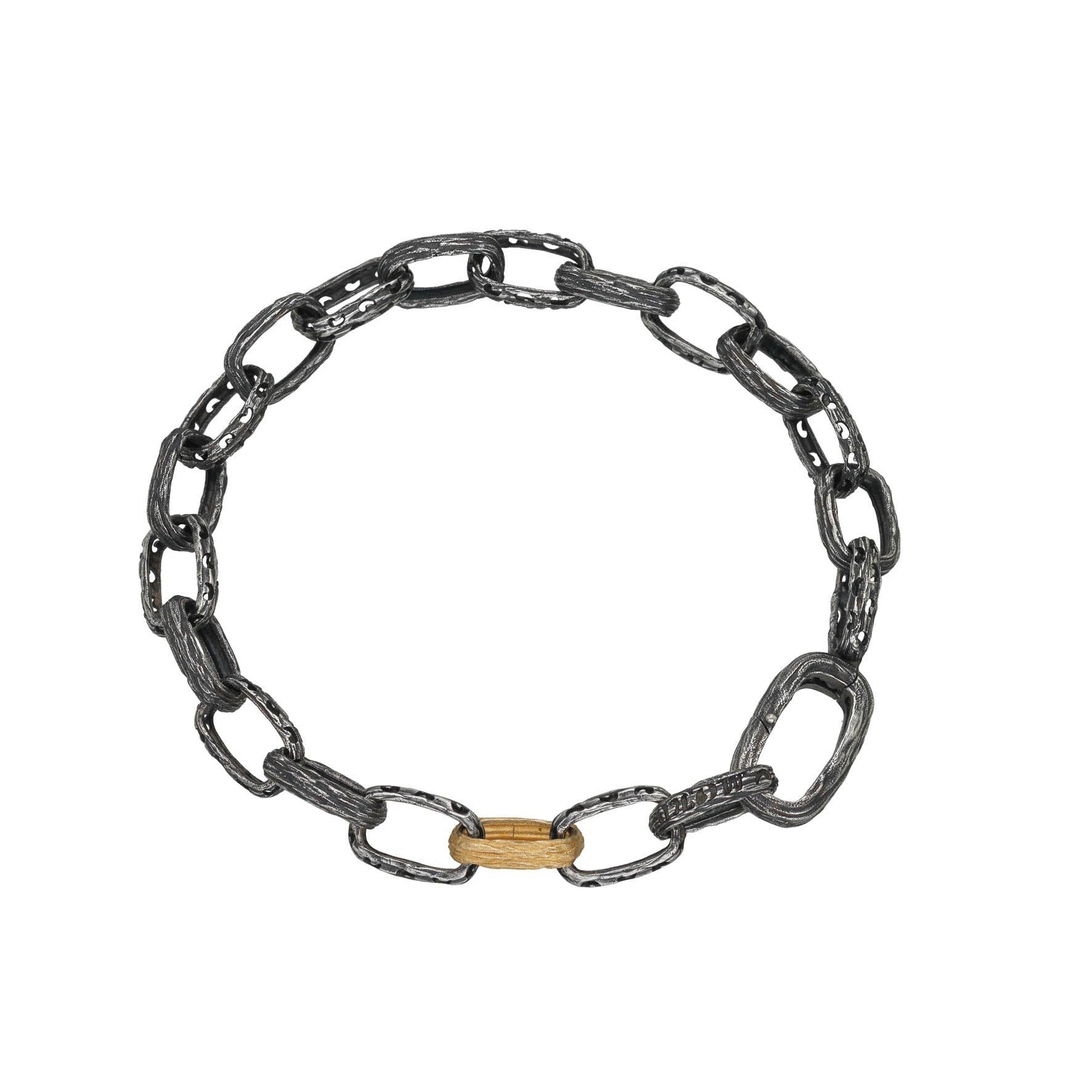 Warrior Link Bracelet with Yellow Gold Link
