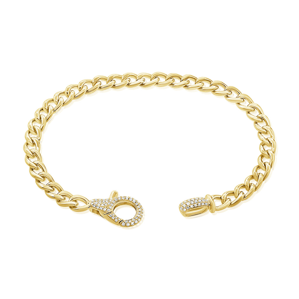 Curb Chain Link Bracelet with Diamond Pave Clasp