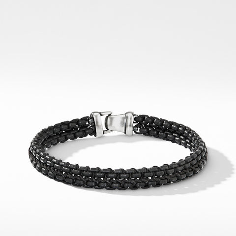 Woven Box Chain Bracelet in Black