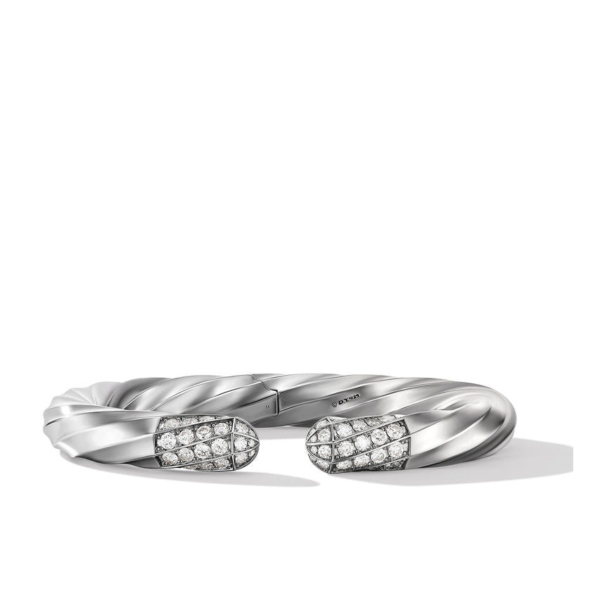 Cable Edge Bracelet in Recycled Sterling Silver with Pavé Diamonds