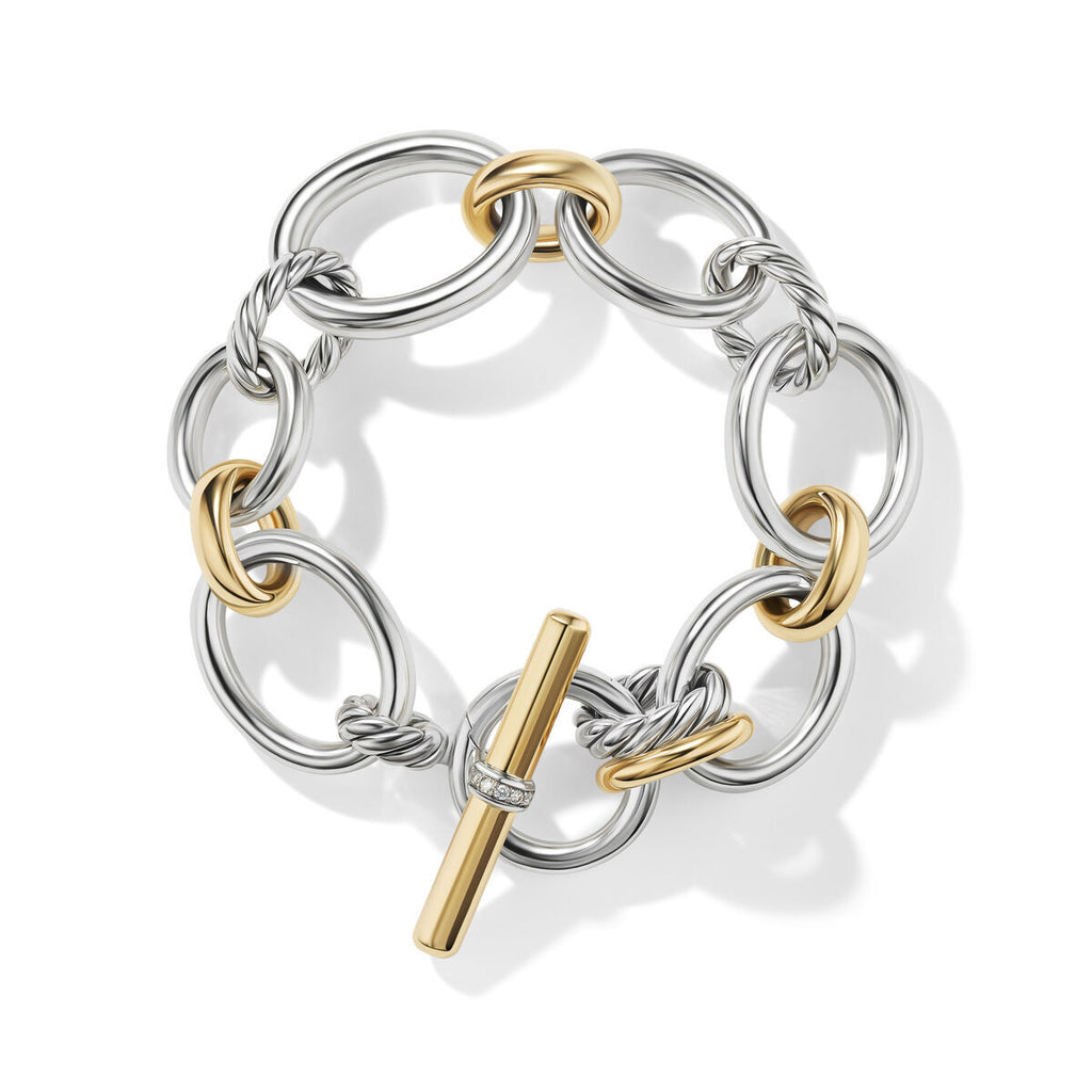 DY Mercer Bracelet in Sterling Silver with 18K Yellow Gold and Pavé Diamonds