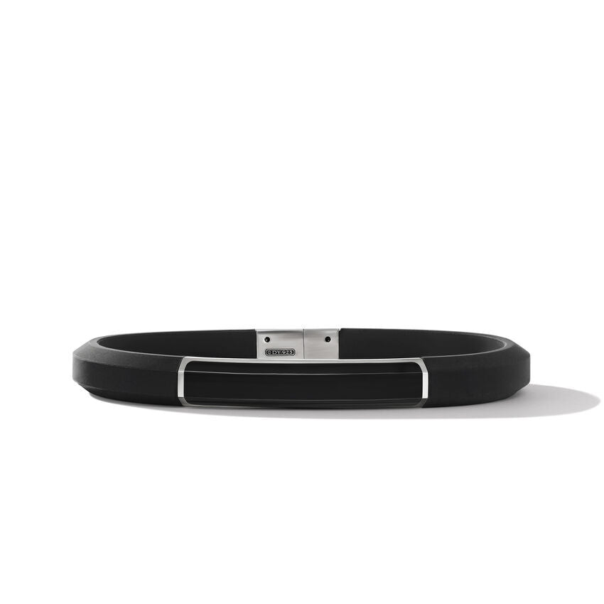 Streamline® ID Black Rubber Bracelet with Black Onyx