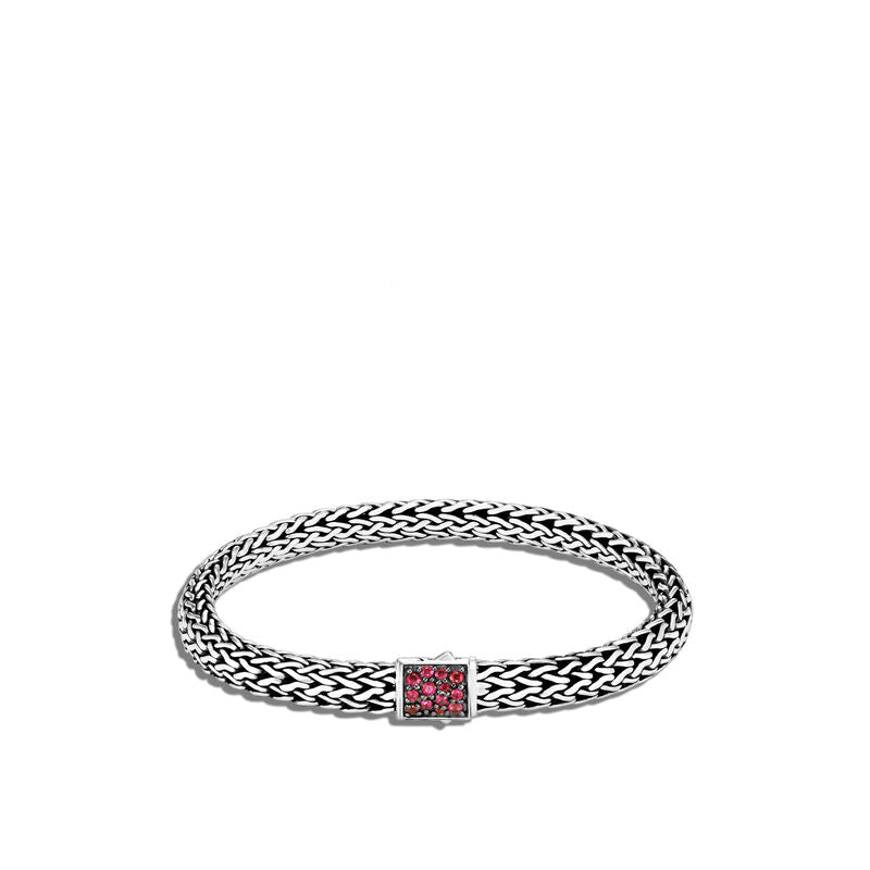 Classic Chain Bracelet with Black Sapphire and African Ruby