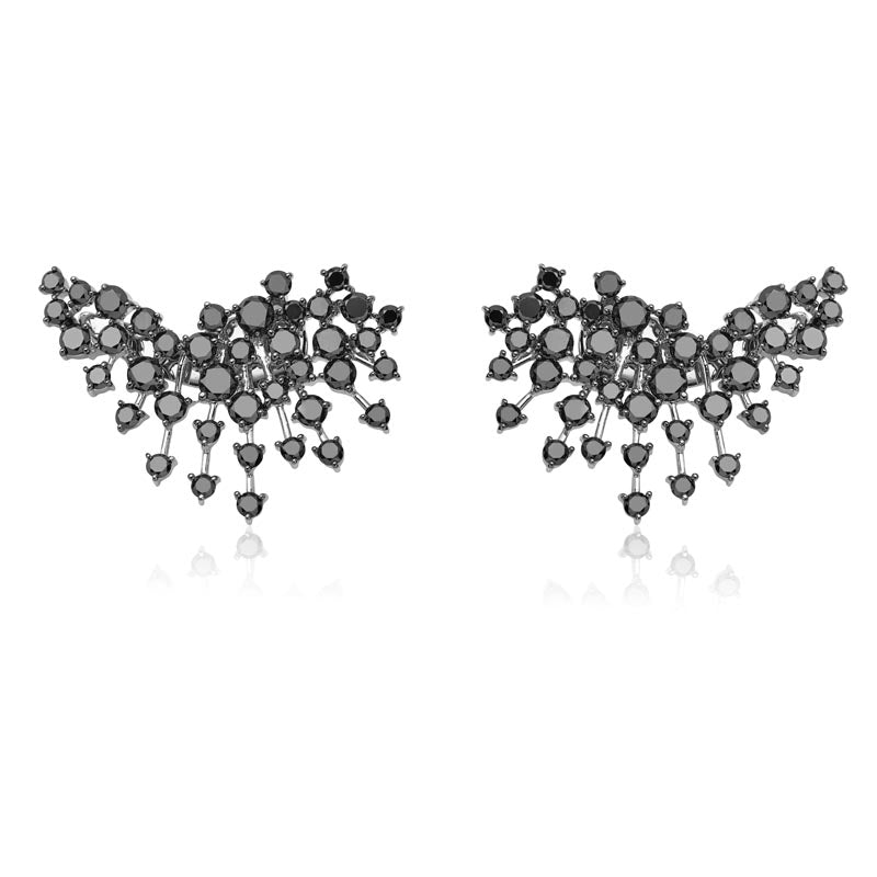Luminus Spray Earrings with Black Diamonds