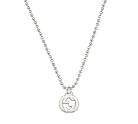 Boule Chain with Interlocking G Pendant in Sterling Silver