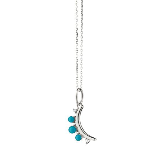 December Turquoise & White Sapphire Moon Birthstone Necklace