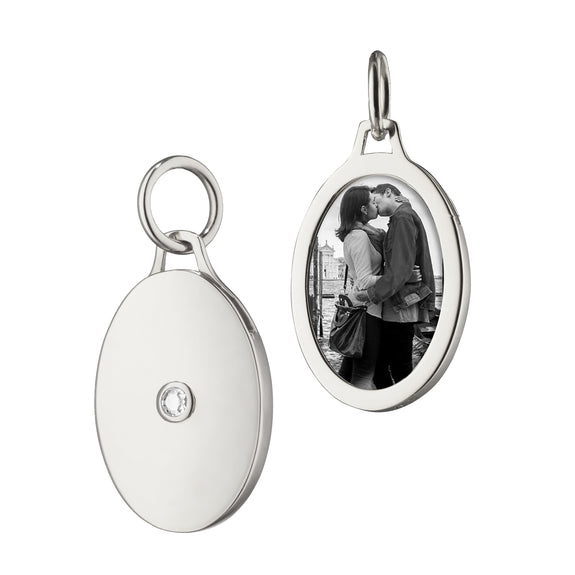 Oval Half Locket with White Sapphires