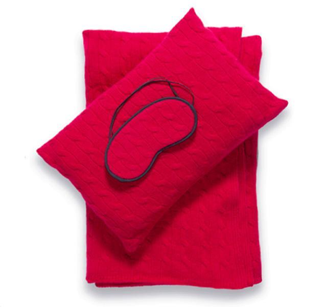 Cashmere Travel Blanket Set in Red