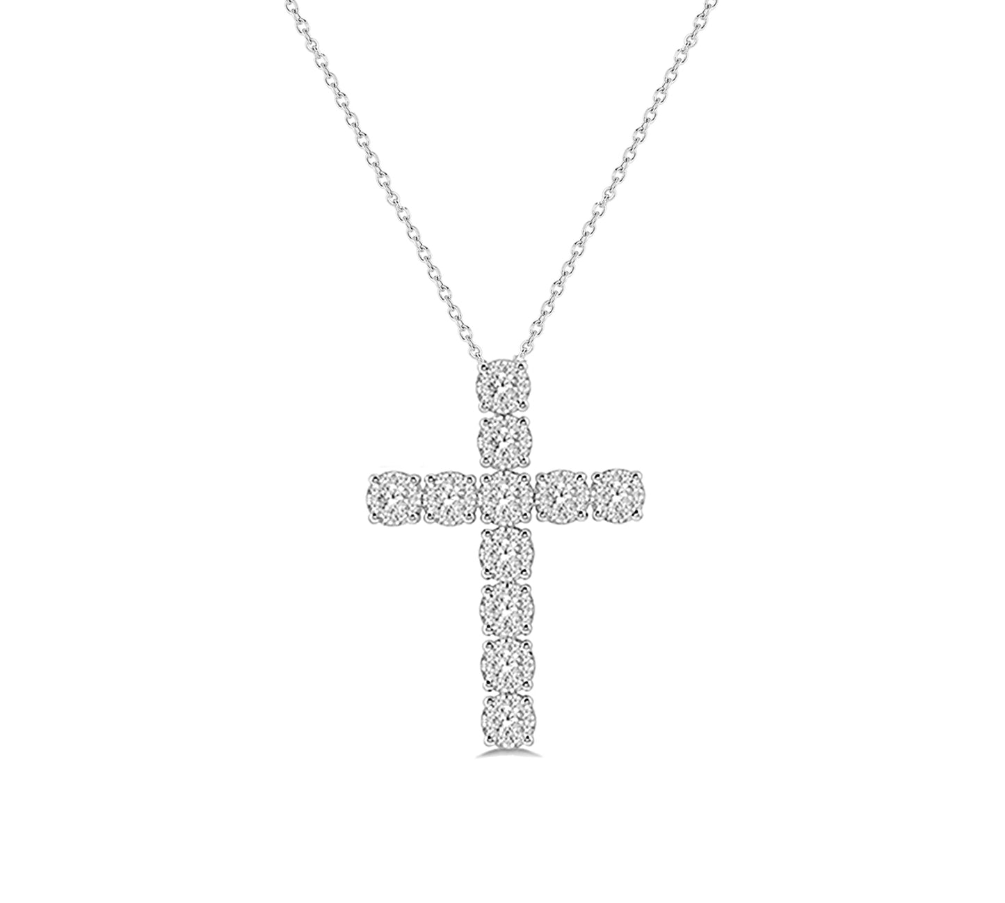 Diamond Cluster Cross In 14k White Gold
