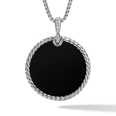 DY Elements Disc Pendant with Black Onyx and Mother of Pearl and Pavé Diamonds