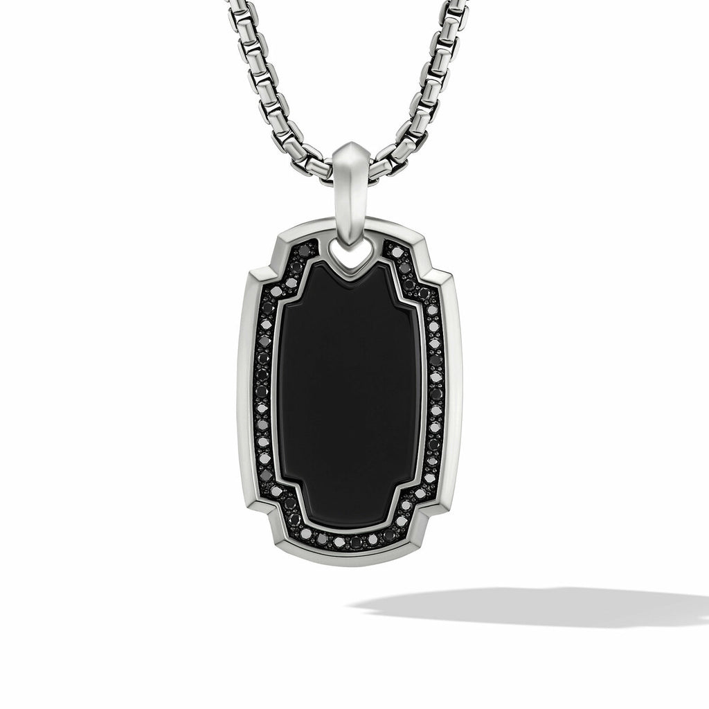 Elongated Amulet with Black Onyx and Pavé Black Diamonds