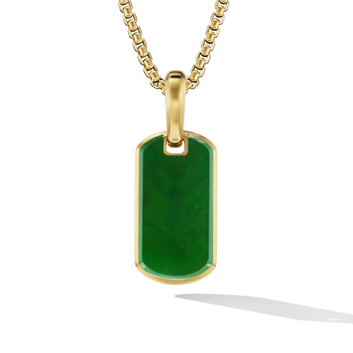 Chevron Tag in 18K Yellow Gold with Nephrite Jade, 21mm